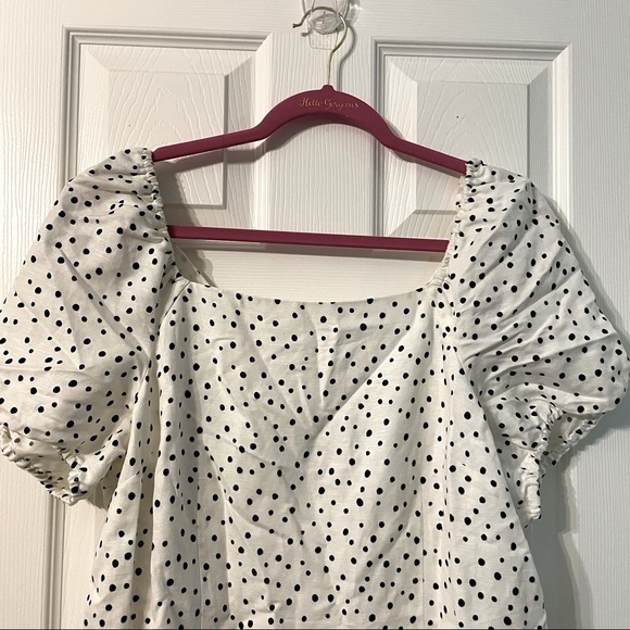 NWT Loft White/Black Dotted Flared Dress size 14 - Picture 8 of 16